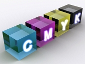 Abstraktní kostky barevného modelu CMYK