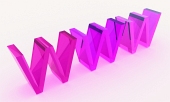 Skleněný 3d WWW text v růžovém barevném schématu