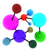 Abstraktní pestrobarevná molekula