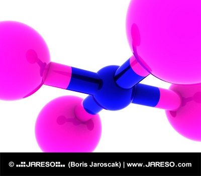 Abstraktní molekula v růžové a modré barvě